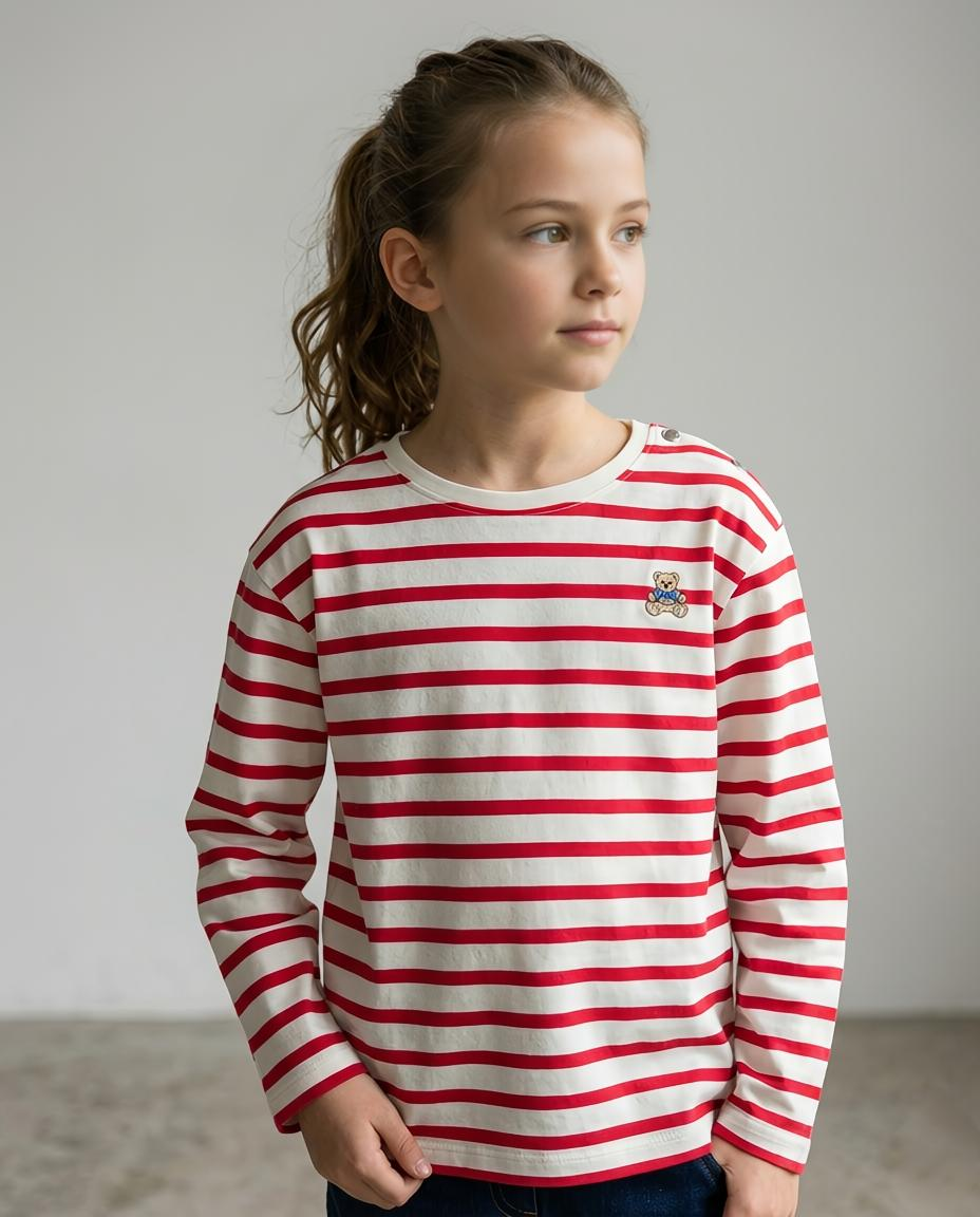 Girls Striped Long Sleeves Top