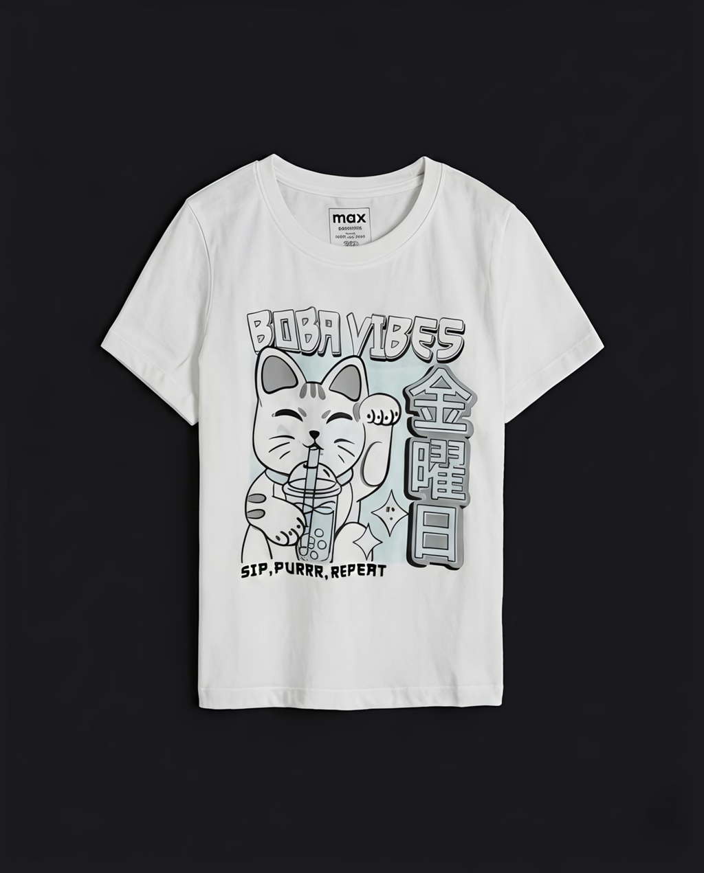 Girls Foil Printed White Tshirt