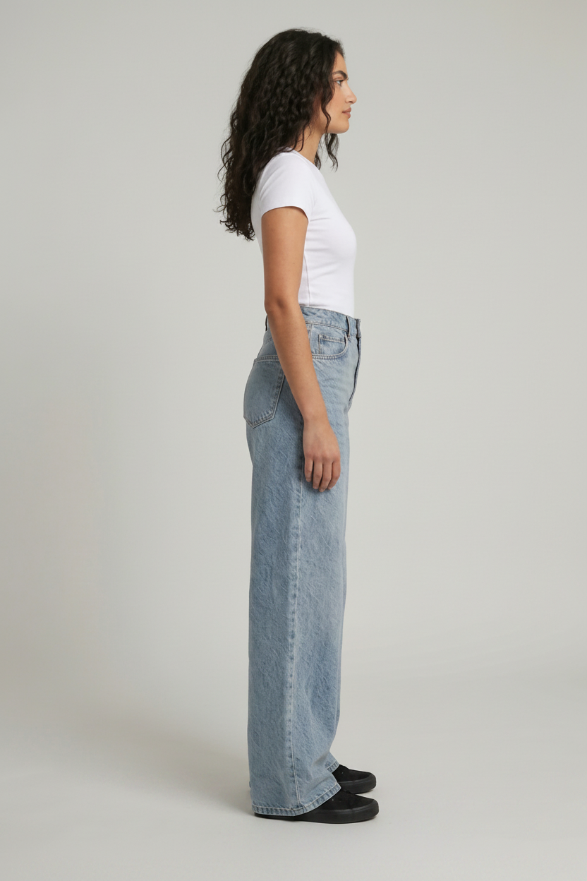 Women Blue Wide Leg Fit High rise Jeans