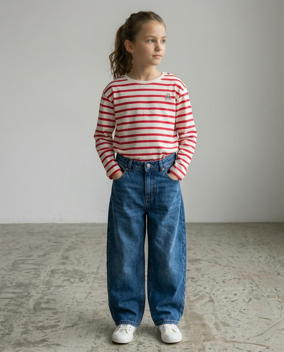 Girls Striped Long Sleeves Top