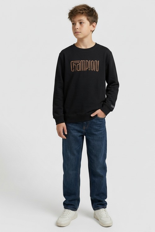 Boys Interlock Black Pullover