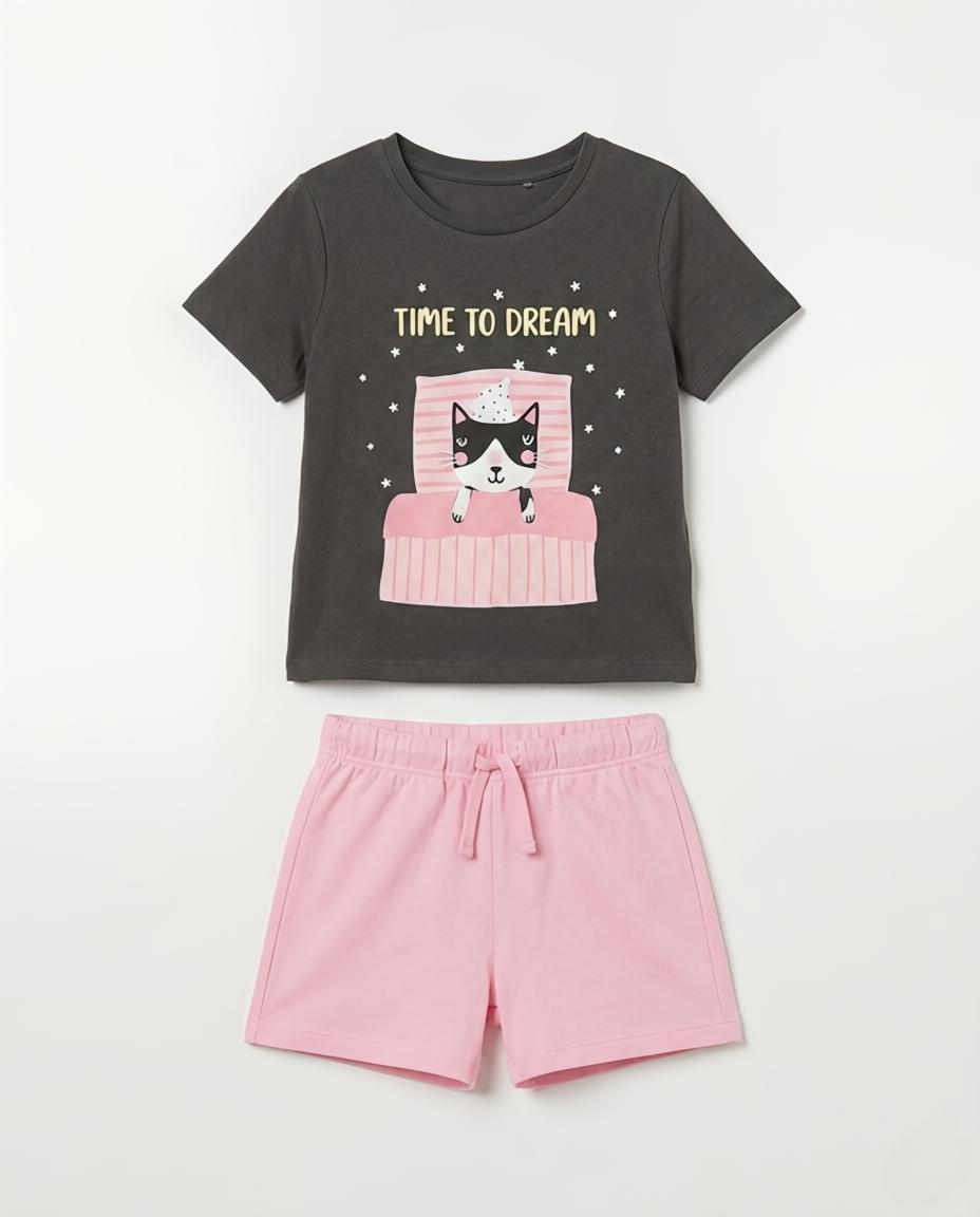 Girls Printed Shorty Set