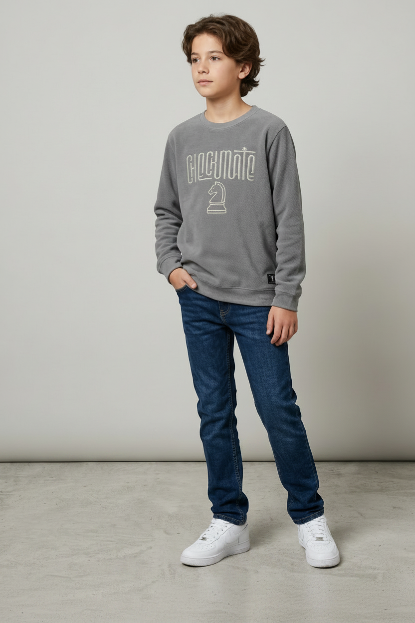 Boys Interlock Grey Pullover