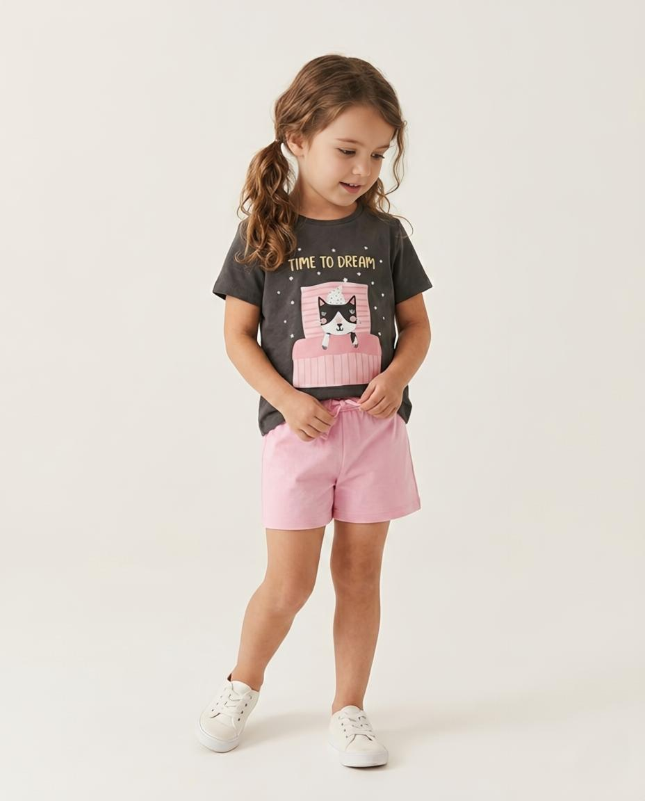 Girls Printed Shorty Set
