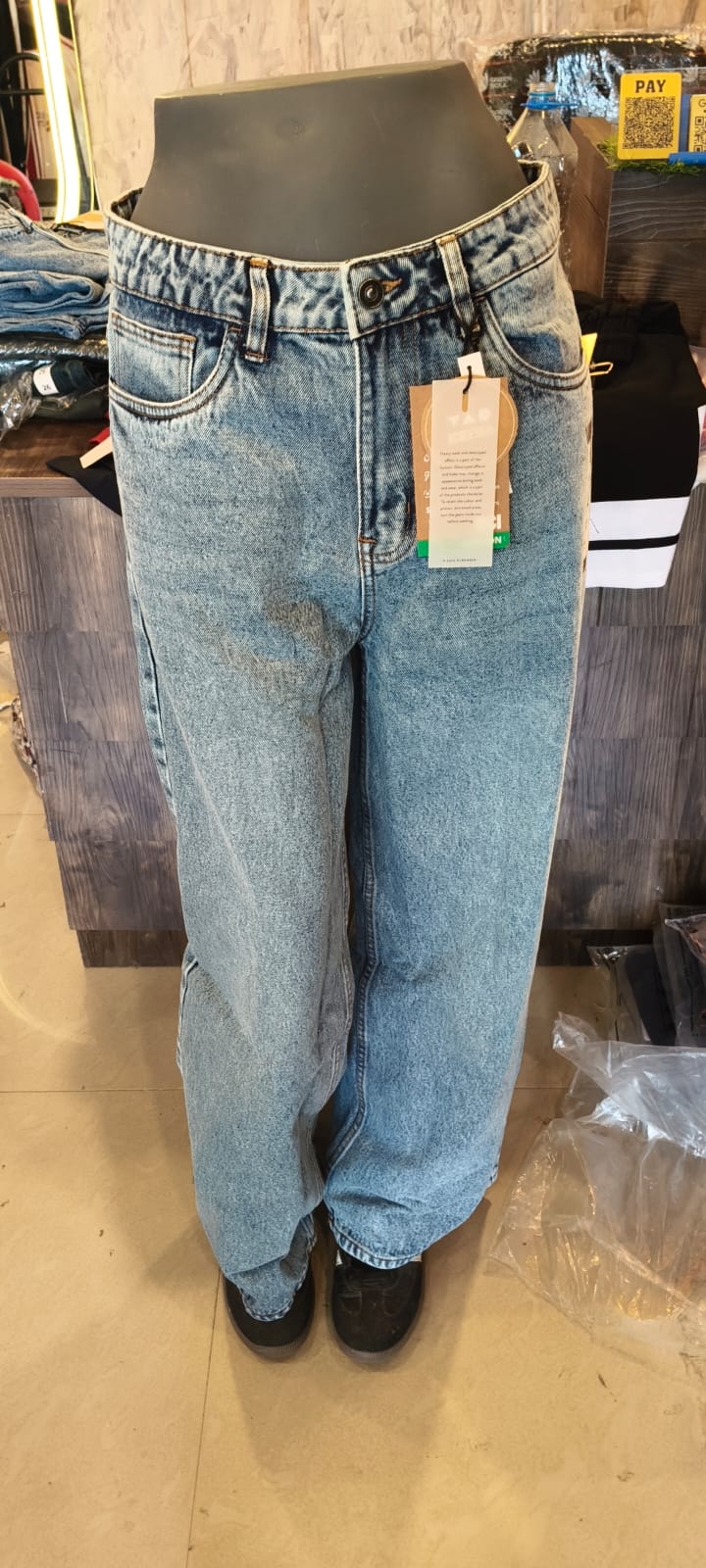 Women's Blue Wide Leg Fit mid rise Jeans