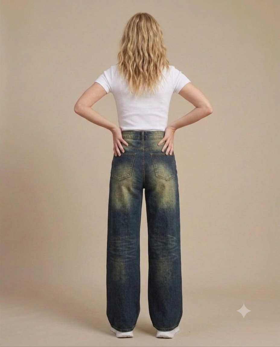 Women's Black wide leg high waist jeans