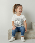 Girls Foil Printed White Tshirt